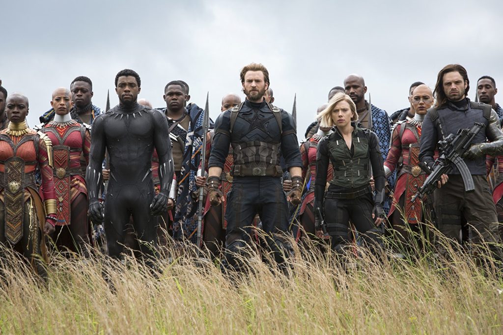 Black Panther, Captain America y Black Widow en Avengers Infinity War